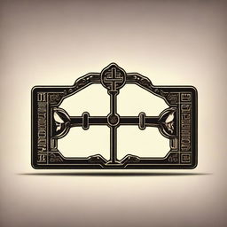 A 2D animated image of a blessed iron bar, etched with symbolic patterns and emitting a soft glow, set against a simple background