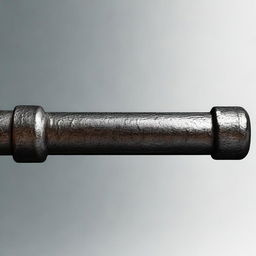 A 2D animated image of a rugged and sturdy iron bar, depicted with a realistic metallic texture, set against a simple background