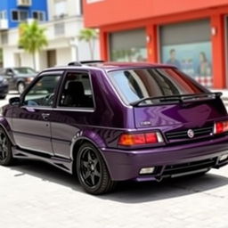 A stunning 1996 Fiat 147 Spazio TR, styled as a sporty vehicle, featuring a rich dark electric violet color