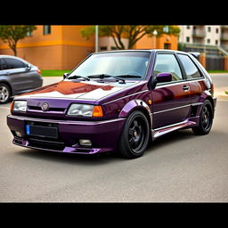 A stunning 1996 Fiat 147 Spazio TR, styled as a sporty vehicle, featuring a rich dark electric violet color