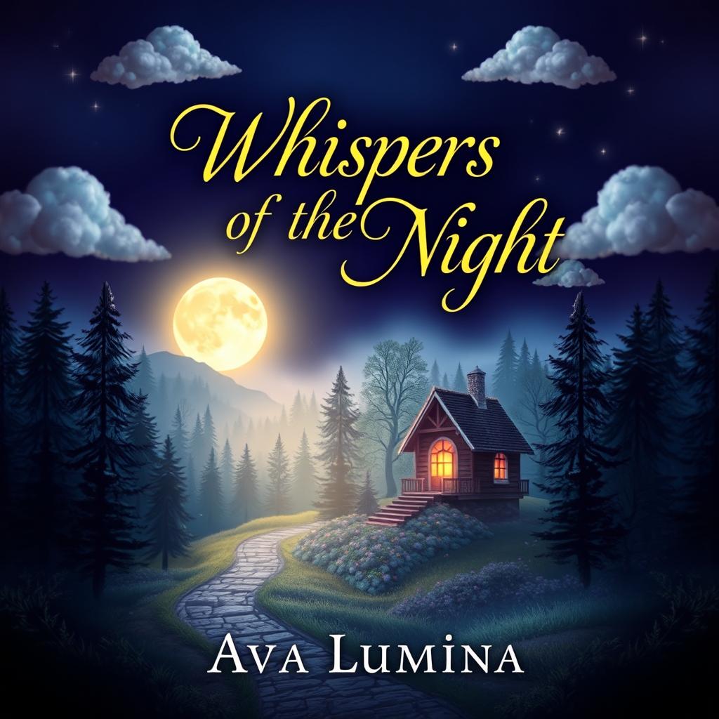 An eye-catching ebook cover featuring a mystical landscape with a glowing moon illuminating a serene forest