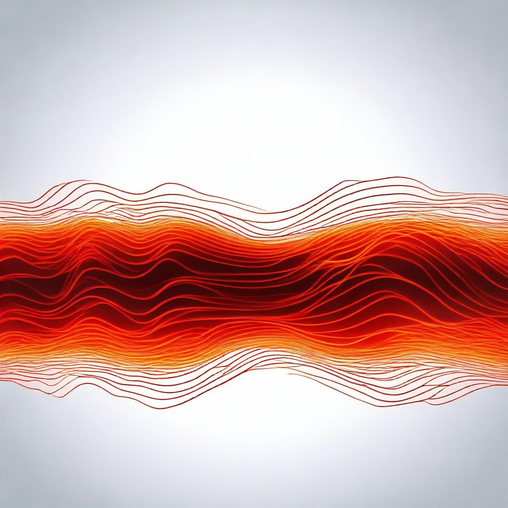 A 2D animated image of a piece of iron material, glowing red-hot and emitting waves of heat, set against a simple background.