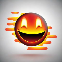 A 2D animated image of an emoticon made of iron material, glowing red-hot and emitting waves of heat, set against a simple background