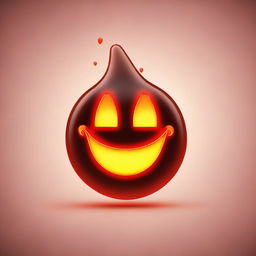 A 2D animated image of an emoticon made of iron material, glowing red-hot and emitting waves of heat, set against a simple background