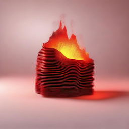 A 2D animated image of a piece of iron material element, glowing red-hot and emitting waves of heat, set against a simple background