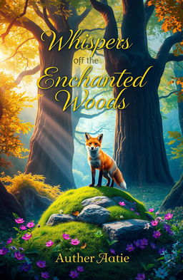 A captivating book cover design, featuring a mystical forest infused with vibrant colors