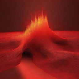 A 2D animated graphic of a piece of iron material, glowing red-hot and emitting waves of heat, set against a simple background