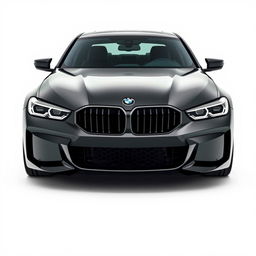 a bold black BMW XM depicted from both the front and side angles on a completely white background, showcasing its aggressive and sporty design, with a prominent kidney grille, muscular body lines, and distinctive headlights, emphasizing the car's commanding presence and luxurious finishing touches, creating a clean and minimalist aesthetic that highlights the vehicle's performance and elegance