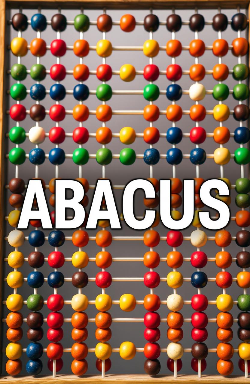 A stunning image featuring an intricately designed abacus as the background, showcasing its colorful beads and wooden frame in great detail