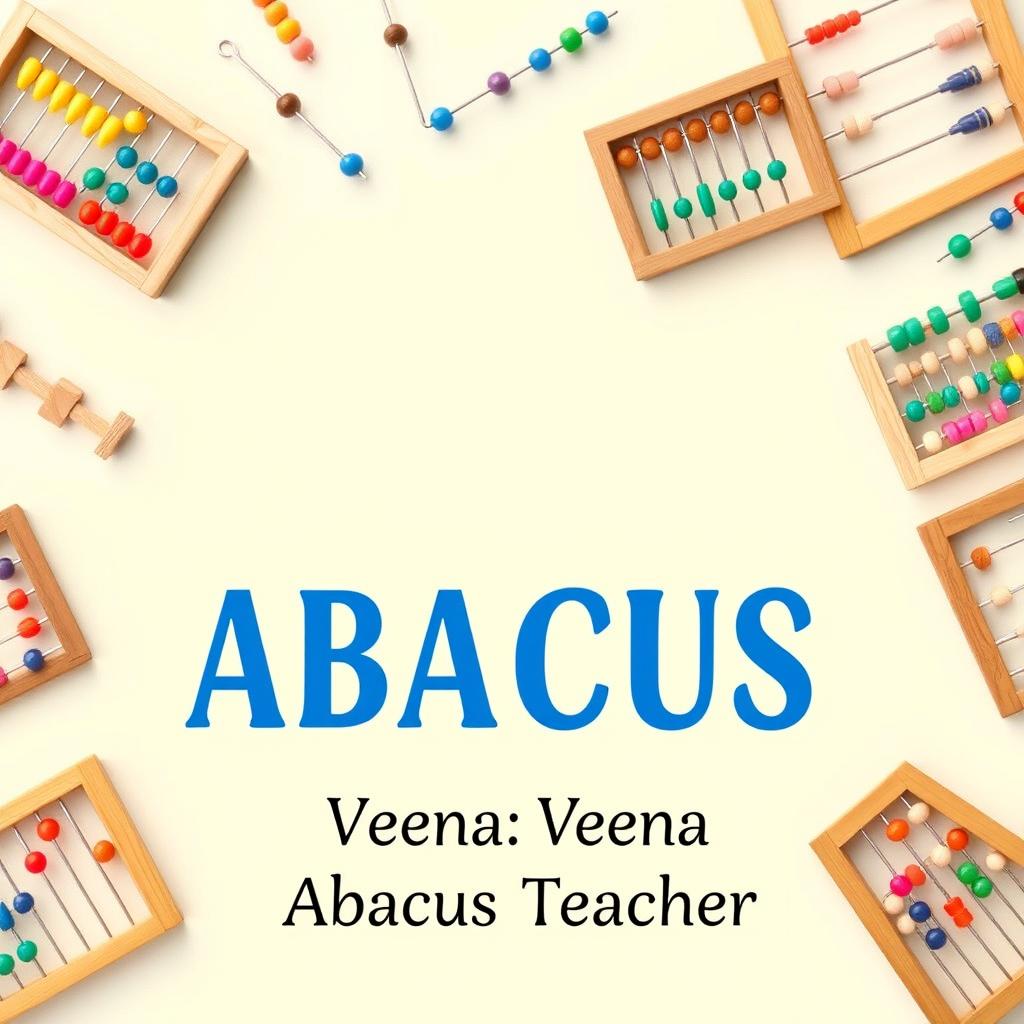A visually appealing image featuring a light-colored background showcasing various abacus tools, including different styles of abacuses with colorful beads and wooden frames