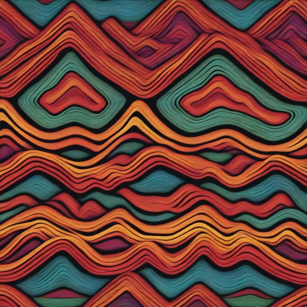 A 2D animated graphic element of vibrant and intricate Baja material, depicted with a realistic texture, set against a simple background