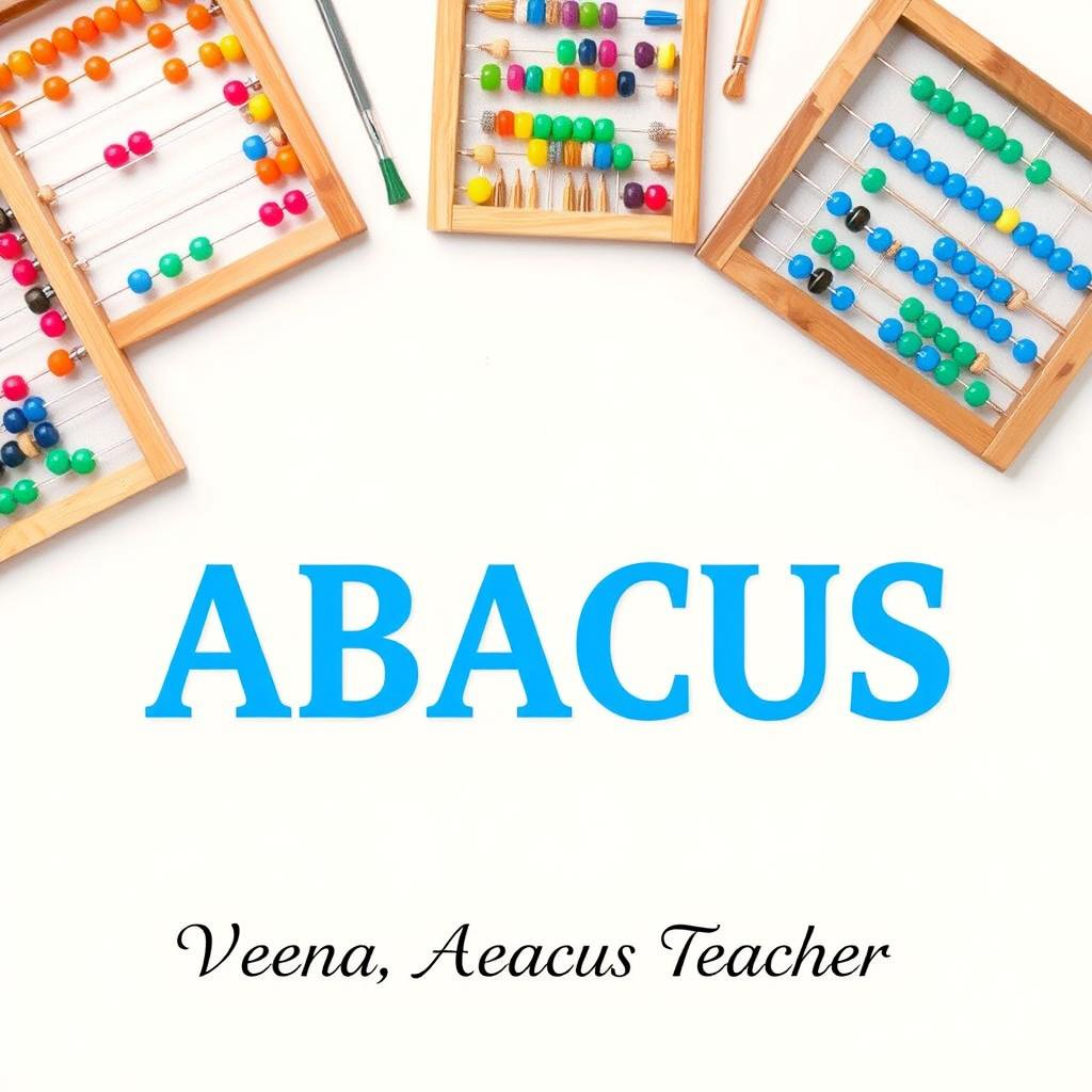 An engaging image featuring a light-colored background that showcases various abacus tools prominently, including diverse styles of abacuses with colorful beads