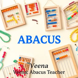An engaging image featuring a light-colored background that showcases various abacus tools prominently, including diverse styles of abacuses with colorful beads