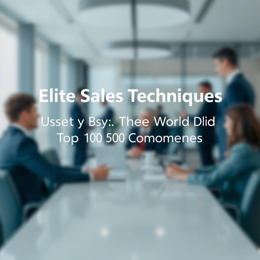 A book cover design featuring a background image suitable for the topic 'Elite Sales Techniques Used By The World's Top 500 Companies'