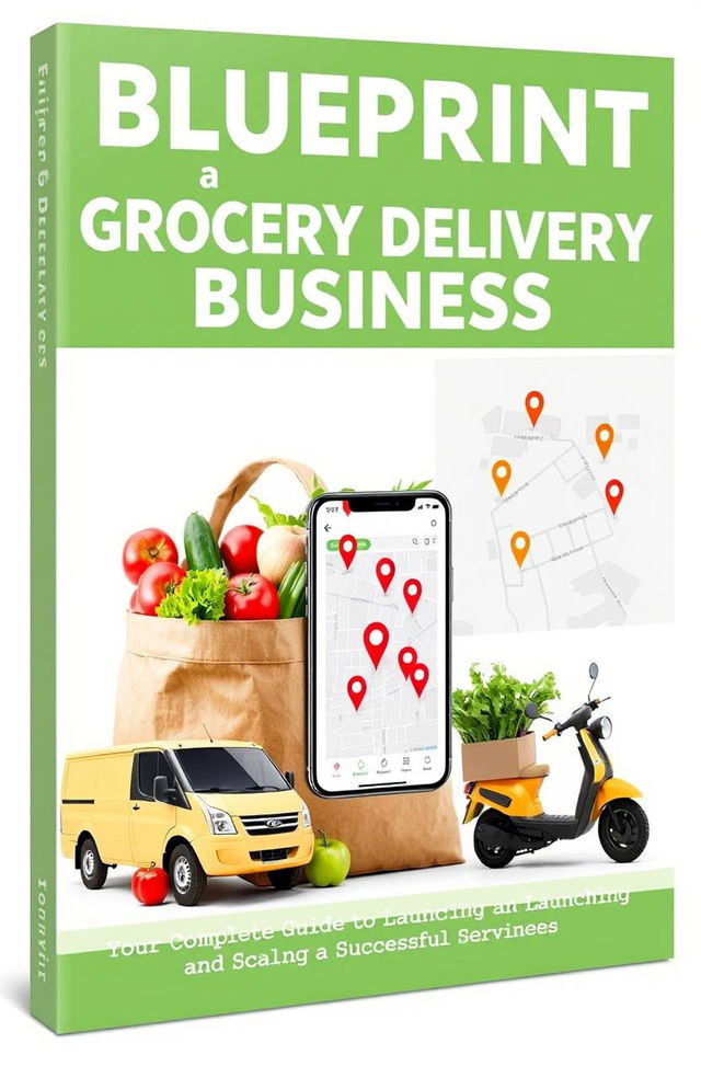 A professional and appealing eBook cover for a guide titled 'Blueprint for Starting a Grocery Delivery Business'