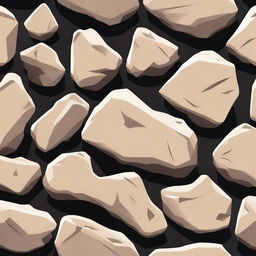 A 2D animated graphic element of rough and rugged rock material, depicted with a realistic texture, set against a simple background