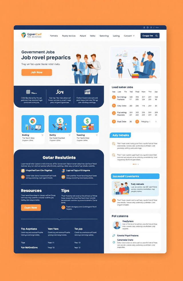 A visually engaging and informative webpage design focused on government job preparation
