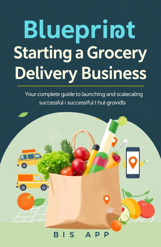 A professional and appealing eBook cover for a guide titled "Blueprint for Starting a Grocery Delivery Business"