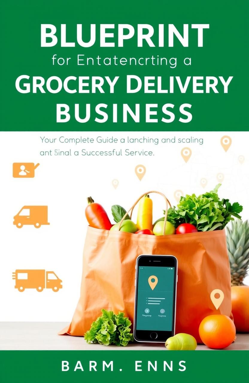 A professional and appealing eBook cover for a guide titled "Blueprint for Starting a Grocery Delivery Business"