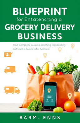 A professional and appealing eBook cover for a guide titled "Blueprint for Starting a Grocery Delivery Business"