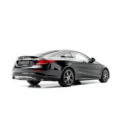 A stunning black Mercedes CLE viewed from the right side, highlighting its elegant profile and sophisticated design against a completely white background