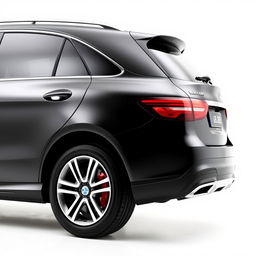 A stunning black Mercedes CLE viewed from the right side, highlighting its elegant profile and sophisticated design against a completely white background