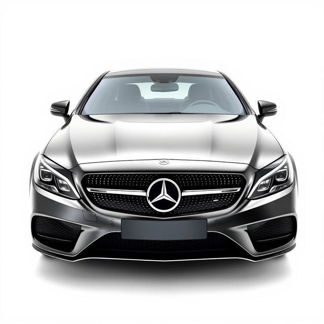 A sleek and sophisticated black Mercedes CLE, prominently displayed against a completely white background