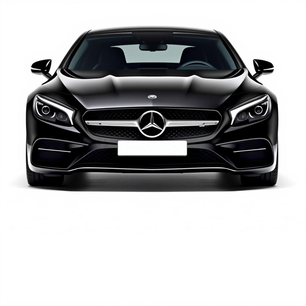 A sleek and sophisticated black Mercedes CLE, prominently displayed against a completely white background