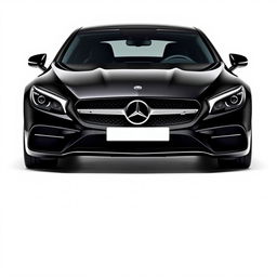 A sleek and sophisticated black Mercedes CLE, prominently displayed against a completely white background