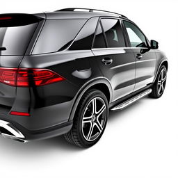 A striking black Mercedes GLE captured from a side view, showcasing its powerful and commanding presence