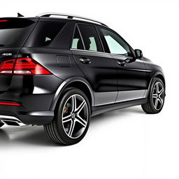 A striking black Mercedes GLE captured from a side view, showcasing its powerful and commanding presence
