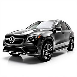 A stunning black Mercedes GLE displayed from a mid-front mid-side angle, emphasizing its aerodynamic and sporty design
