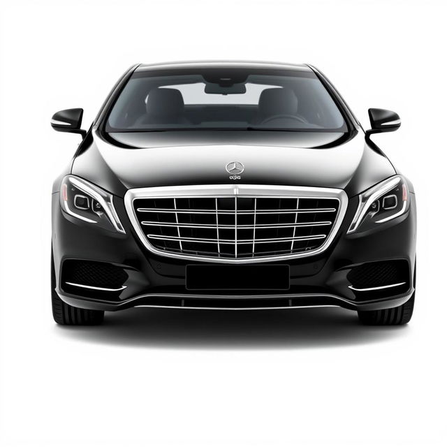 A luxurious black Mercedes Maybach featured from a mid-front mid-side angle, showcasing its elegant and opulent design