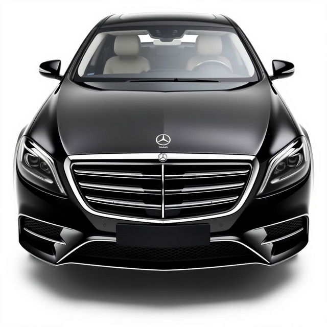 A striking black Mercedes Maybach presented from a mid-front mid-side angle, showcasing its high-end, luxurious design