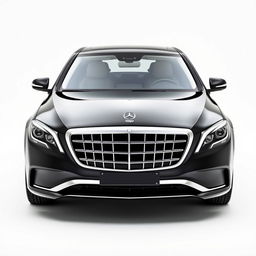 A striking black Mercedes Maybach presented from a mid-front mid-side angle, showcasing its high-end, luxurious design