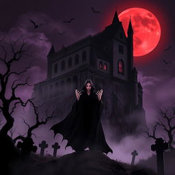 A dramatic and haunting Gothic scene inspired by the tales of Dracula