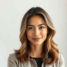 A portrait of an attractive woman aged 30 to 45 years, representing popular American preferences with a mix of diverse ethnicities including Caucasian, Hispanic, Asian, and African American