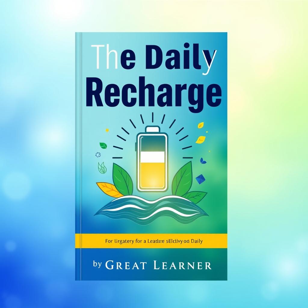 A vibrant book cover featuring the title "The Daily Recharge" in bold, energetic typography at the top