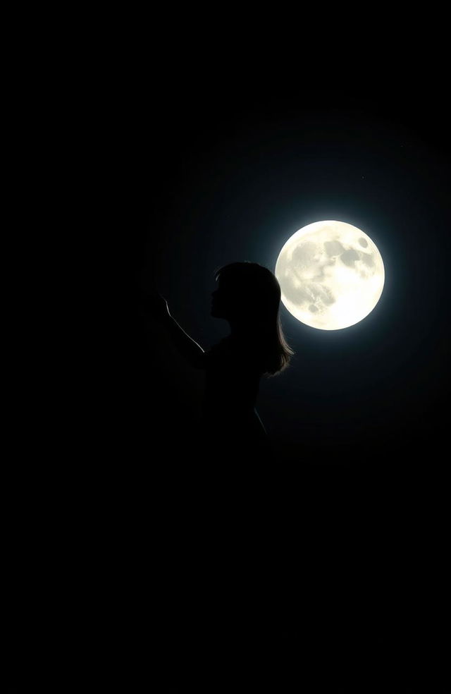 In a black themed background with deep dark hues, a luminous full moon shines brightly in the night sky, casting a gentle glow