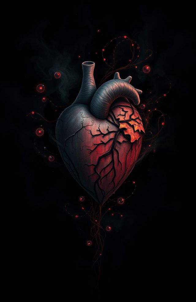 A deep and evocative artwork depicting a heart surrounded by darkness, symbolizing pain and confusion