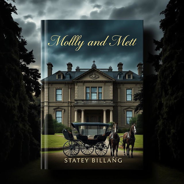 A striking book cover for 'Molly And Matt' featuring a moody atmosphere surrounding a grand stately home