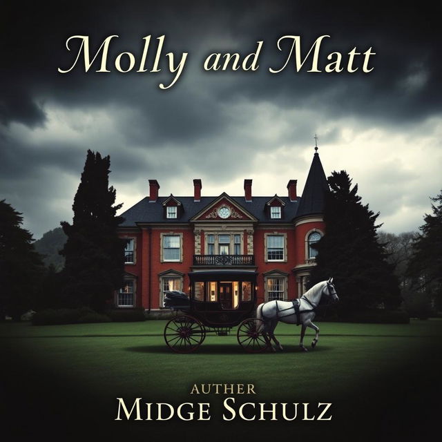 A captivating book cover for 'Molly And Matt' featuring a moody stately home as the central focus