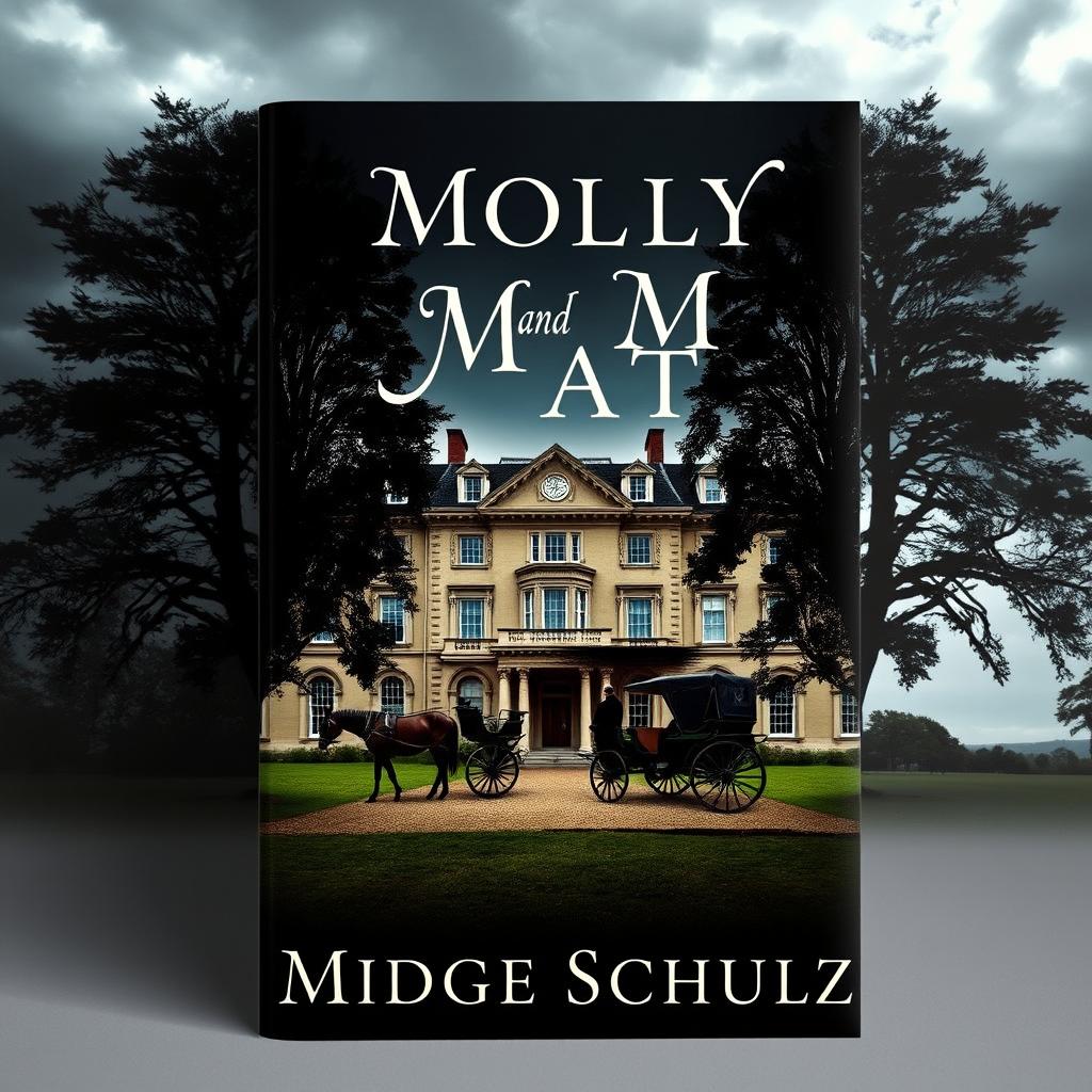 A captivating book cover for 'Molly And Matt' featuring a moody stately home as the central focus