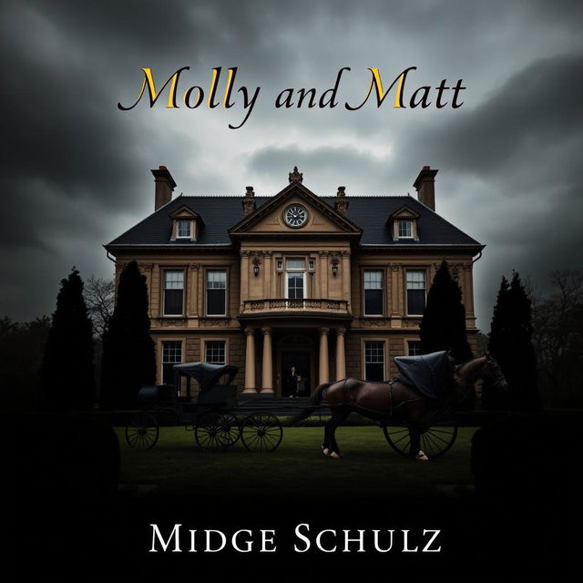 A striking book cover for 'Molly And Matt' featuring a moody stately home as the focal point