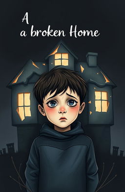 A poignant and emotive book cover illustration representing the theme of a broken home