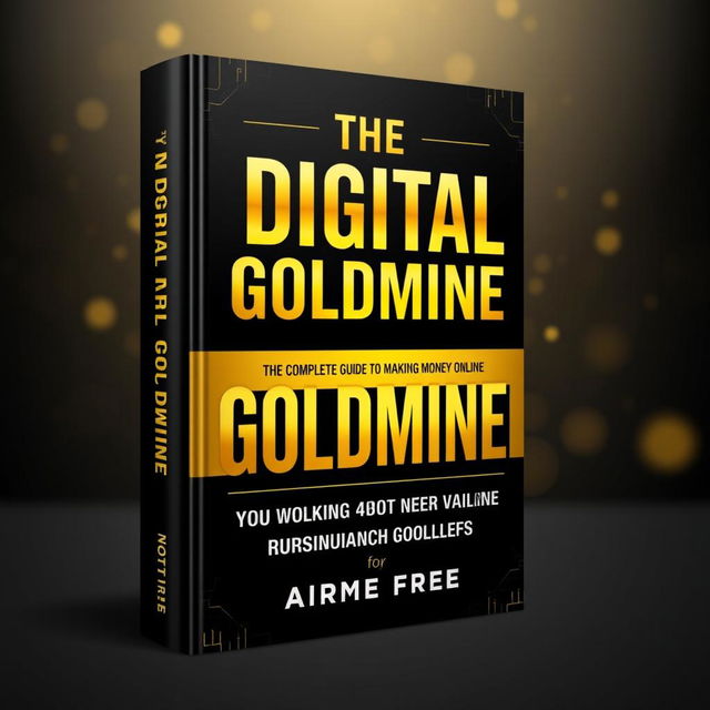 A striking book cover design for 'The Digital Goldmine: Your Complete Guide to Making Money Online'