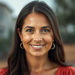 A captivating portrait of a tanned Greek woman, aged between 30 to 40 years, with beautiful, expressive eyes