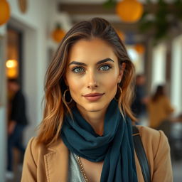 A beautiful olive-skinned Greek woman aged between 30 and 40 years, featuring stunning and captivating eyes