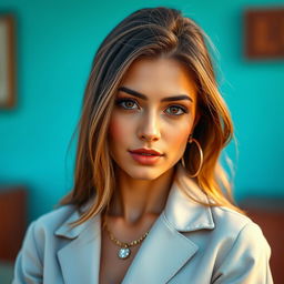 A beautiful olive-skinned Greek woman aged between 30 and 40 years, possessing captivating and beautiful eyes