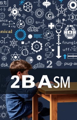 A visually striking cover design featuring various science, math, and physics logos arranged artistically